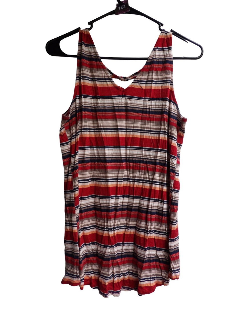 Striped Red Multi-Color Sleeveless Tank Top